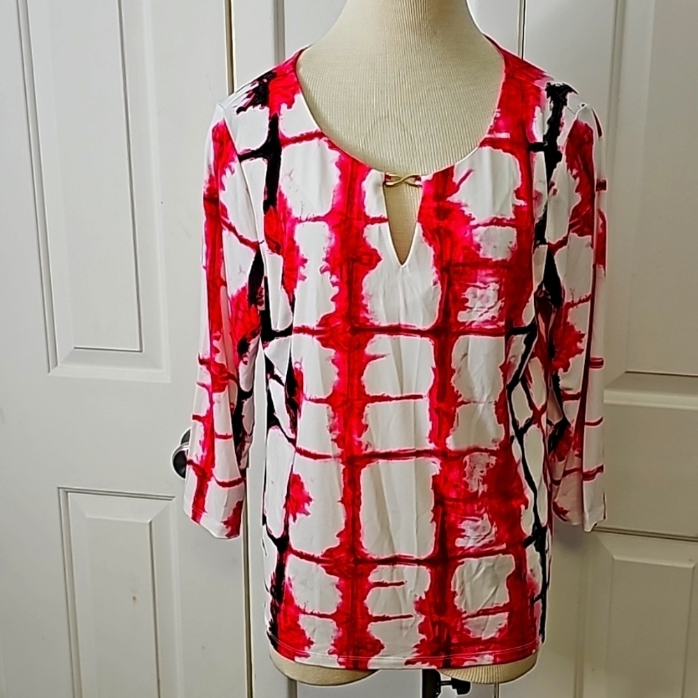 Calvin klein NWT, women's pop‎ over top. Size large.  White, pink, gray.